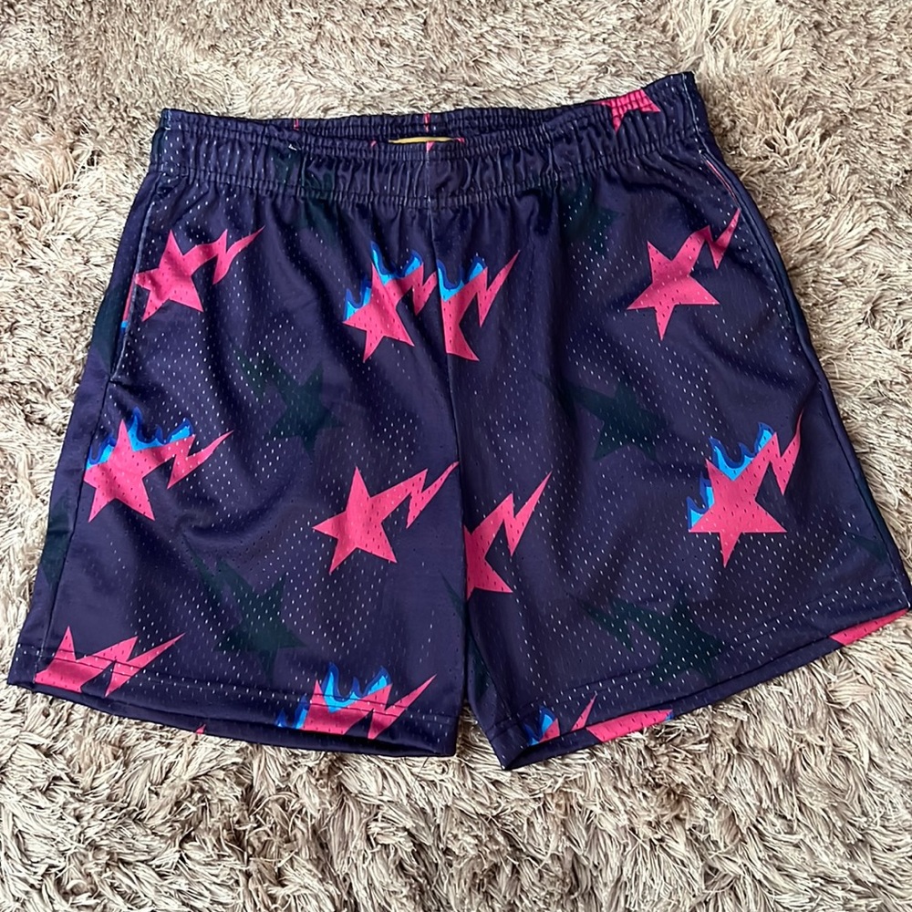Street Market Supply Purple BAPESTA Mesh Shorts, NWT